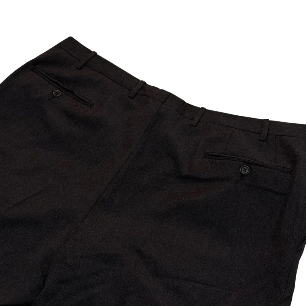 Canali Dress Pants Mens 40 Black Flat Front Wool Trousers Made in Italy‎ Office